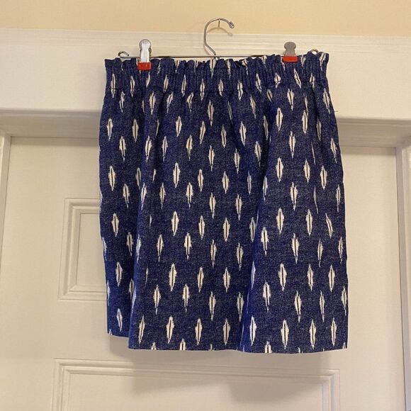 J.Crew High Waisted Navy Blue and White Geometric Mini Skirt - Picture 4 of 10